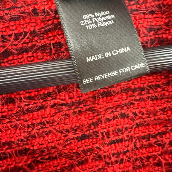 Ali Miles Medium Red Fuzzy Wearable Art to Wear Blouse Shirt Top Christmas Artsy - Picture 3 of 7